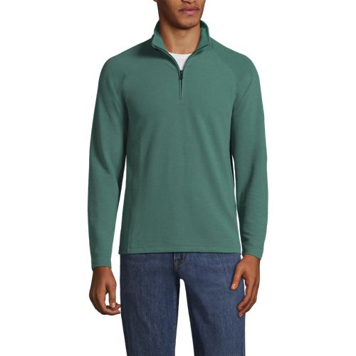  Lands' End Strukturiertes Langarm-shirt Mit Troyer-kragen Social/active, Herren, Größe:48-50 Regular, Grün, Elasthan/lyocell (viskose)/polyester-mischung, By Lan 