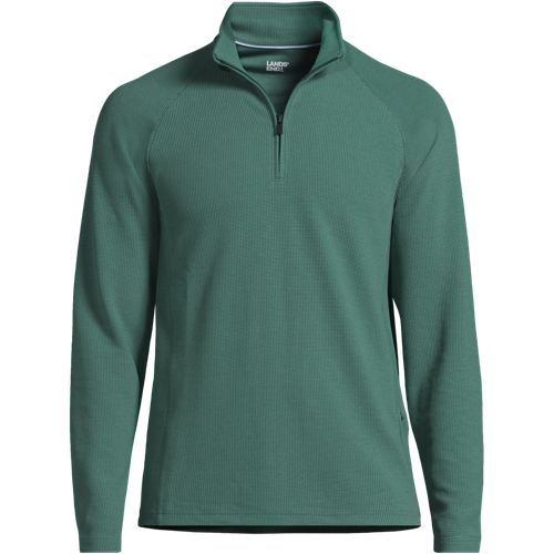  Lands' End Strukturiertes Langarm-shirt Mit Troyer-kragen Social/active, Herren, Größe:48-50 Regular, Grün, Elasthan/lyocell (viskose)/polyester-mischung, By Lan 