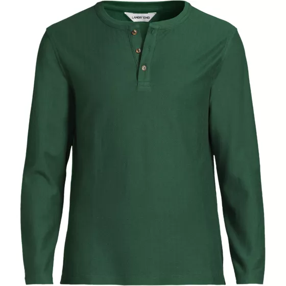 Men's Tall Long Sleeve Textured Herringbone Henley - primary
