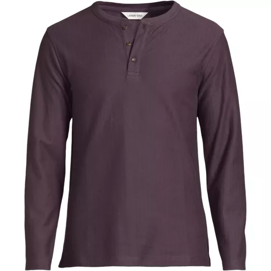 Men's Long Sleeve Textured Herringbone Henley - primary