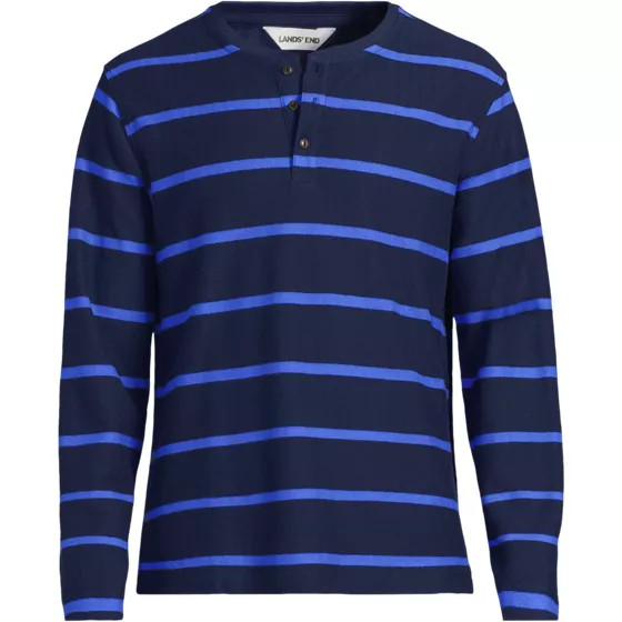 Men's Long Sleeve Textured Herringbone Henley - primary