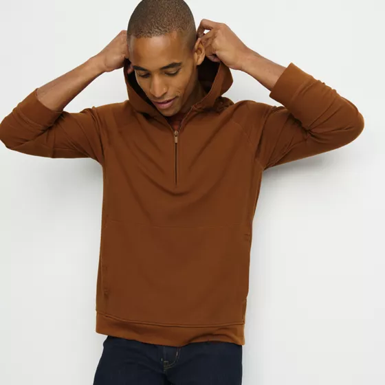 Men's Long Sleeve Waffle Quarter Zip Hoodie - primary