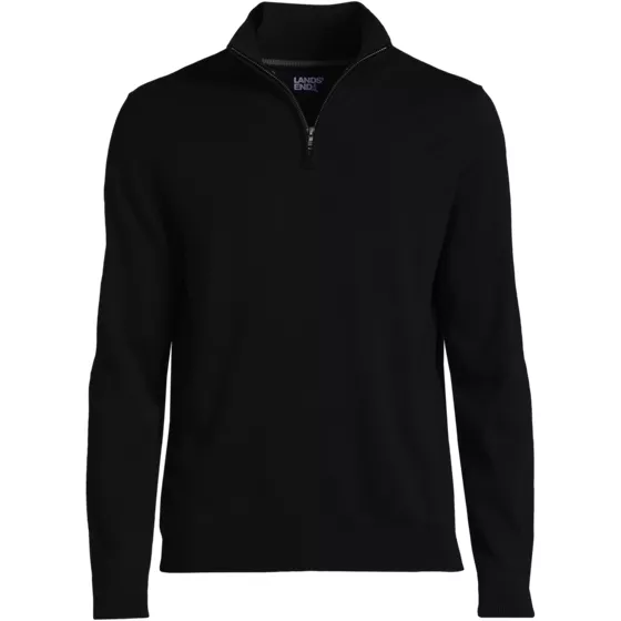 Men's Tall Long Sleeve Fine Gauge Cotton Quarter Zip Sweater - primary
