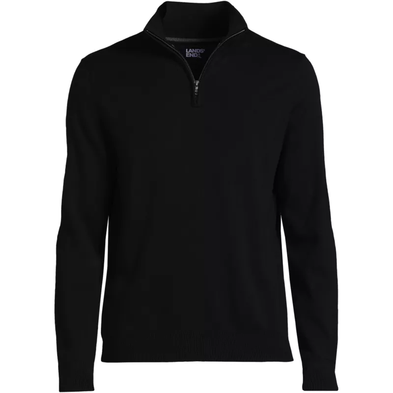 Men's Long Sleeve Fine Gauge Cotton Quarter Zip Sweater, Front
