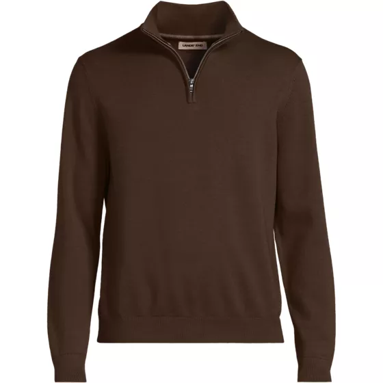 Men's Long Sleeve Fine Gauge Cotton Quarter Zip Sweater - primary