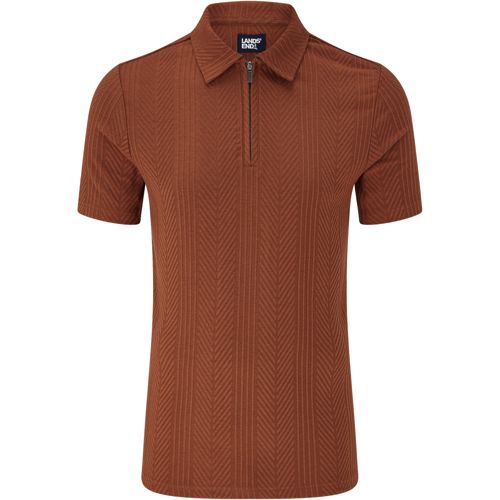  Lands' End Kurzarm-polo Mit Fischgrät-struktur, Herren, Größe:48-50 Regular, Braun, Baumwolle/polyester/baumwoll-mischung, By Lands' End 