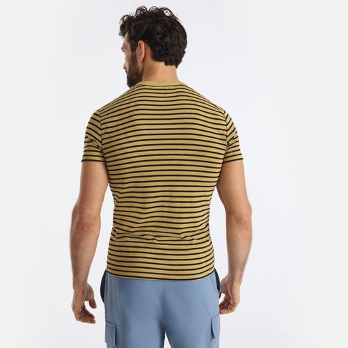  Lands' End Kurzarm-streifenshirt Mit Struktur, Herren, Größe:44-46 Regular, Braun, Viskose/polyester-mischung, By Lands' End 