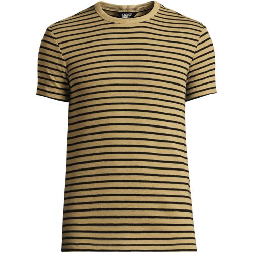 Lands' End Kurzarm-streifenshirt Mit Struktur, Herren, Größe:44-46 Regular, Braun, Viskose/polyester-mischung, By Lands' End 