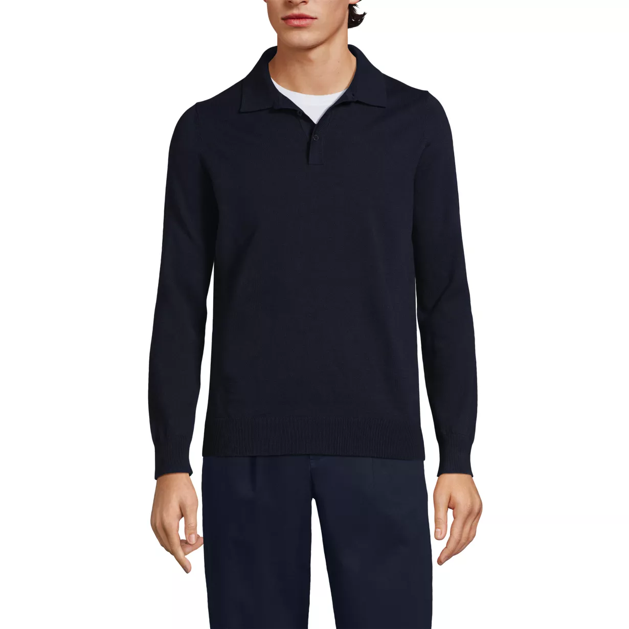 Men's Long Sleeve Cotton Sweater Polo