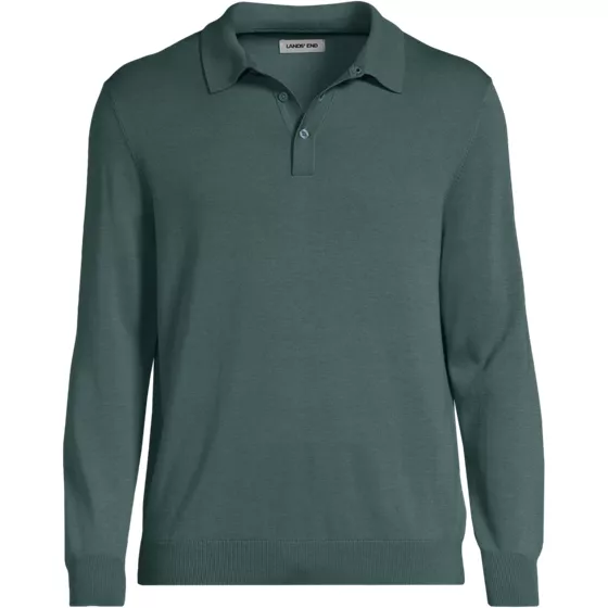 Men's Long Sleeve Cotton Sweater Polo - primary