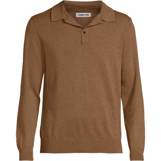 Men's Long Sleeve Cotton Sweater Polo - primary