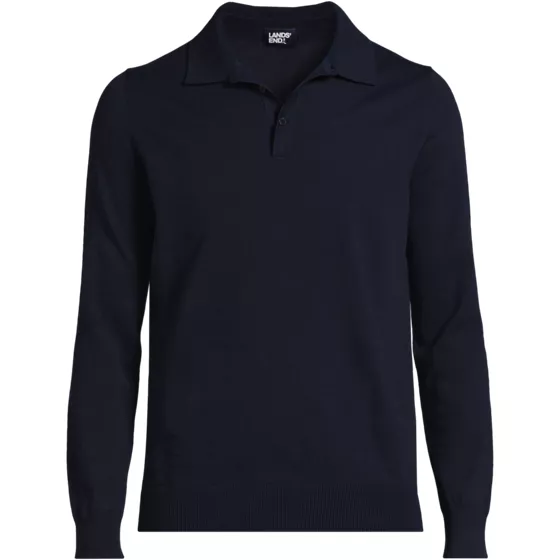 Men's Long Sleeve Cotton Sweater Polo - primary