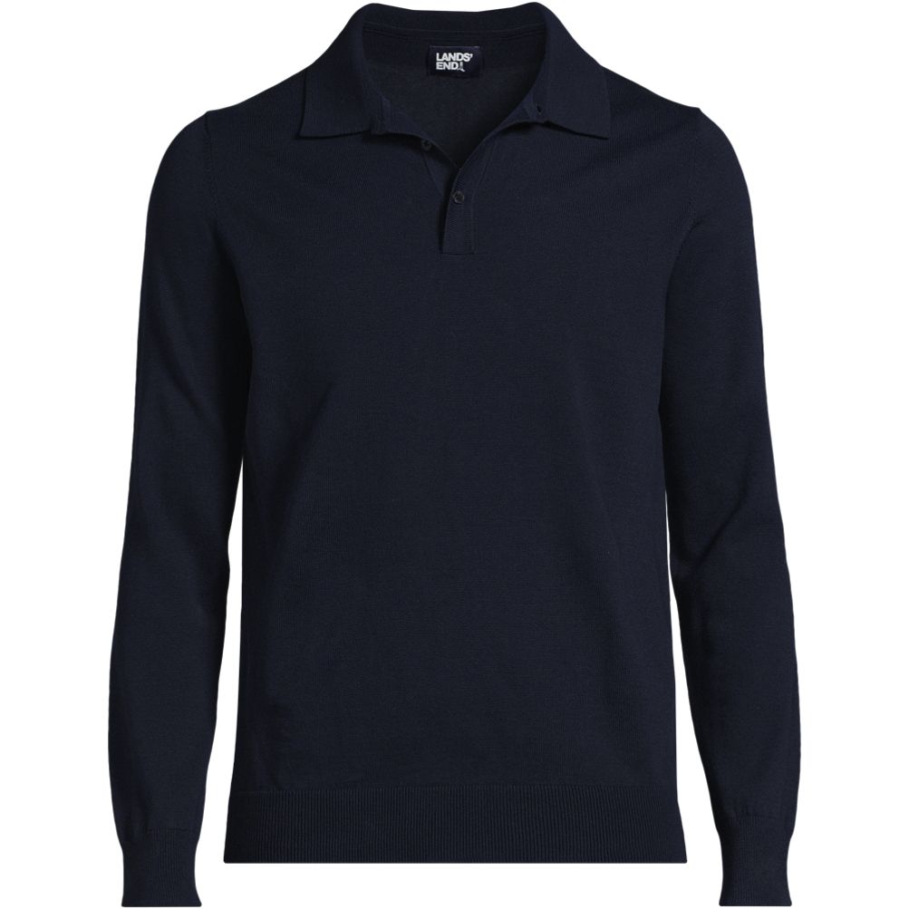 Men's Long Sleeve Cotton Sweater Polo | Lands' End