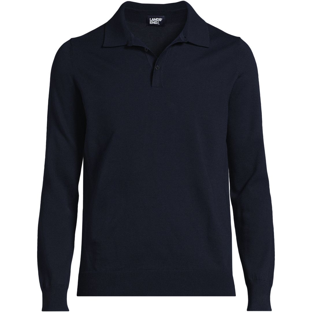 Men's Long Sleeve Cotton Sweater Polo