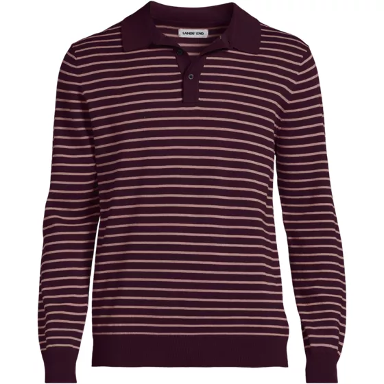 Men's Long Sleeve Cotton Sweater Polo - primary