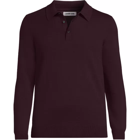 Men's Long Sleeve Cotton Sweater Polo - primary