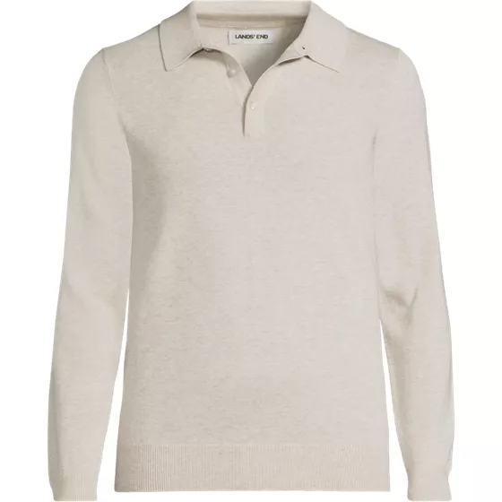 Men's Long Sleeve Cotton Sweater Polo - primary