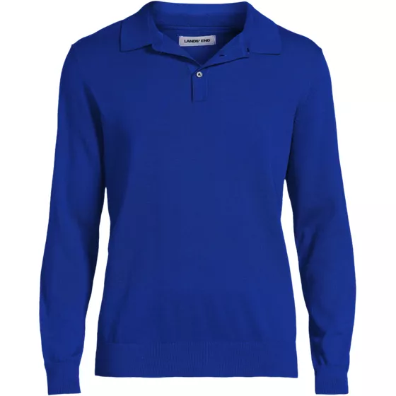 Men's Long Sleeve Cotton Sweater Polo - primary