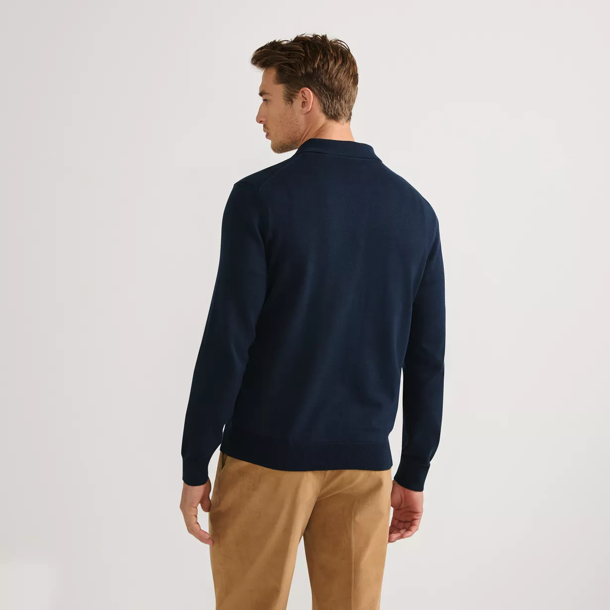 Men's Long Sleeve Cotton Sweater Polo