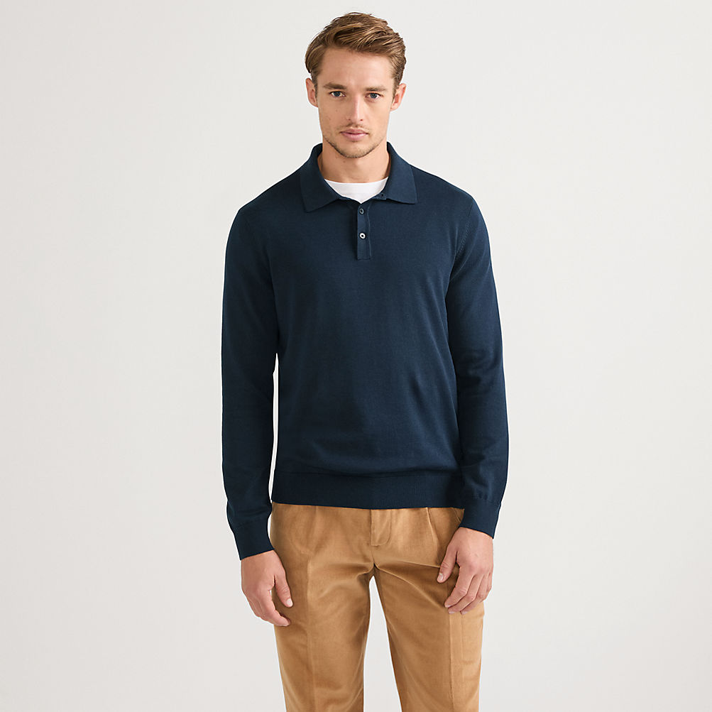 Men's Long Sleeve Cotton Sweater Polo | Lands' End Men's Long Sleeve Cotton Sweater Polo | Lands' End