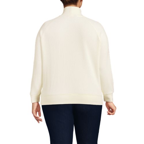 Women's Waffle Relaxed Long Sleeve Mock Neck Pullover - image 3