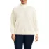 Women's Plus Size Waffle Relaxed Long Sleeve Mock Neck Pullover , Front