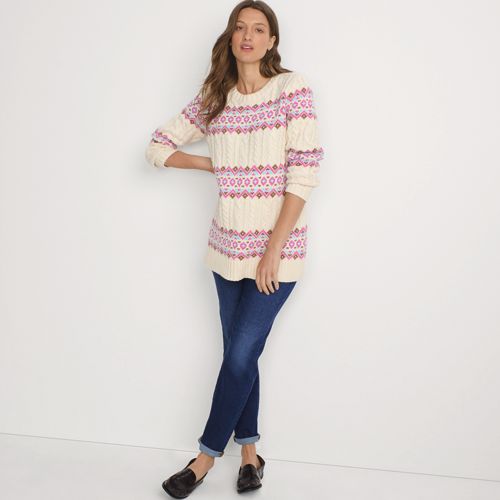 Women's Cozy Lofty Jacquard Cable Tunic Sweater, alternative image