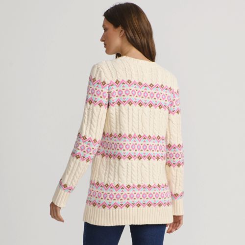 Women's Cozy Lofty Jacquard Cable Tunic Sweater, Back