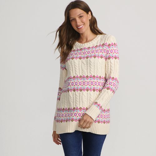 Women's Cozy Lofty Jacquard Cable Tunic Sweater, Front