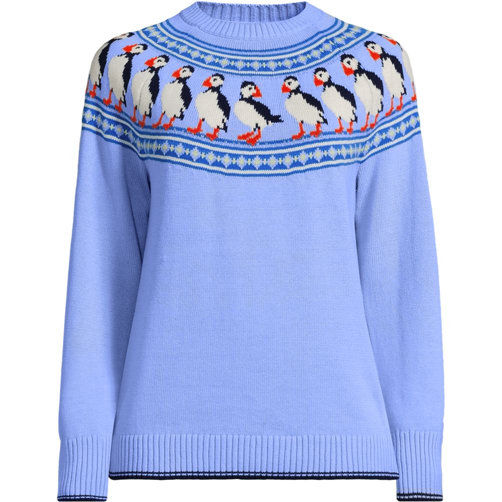 Women's Drifter Jacquard Raglan Crew Neck Sweater | Lands' End