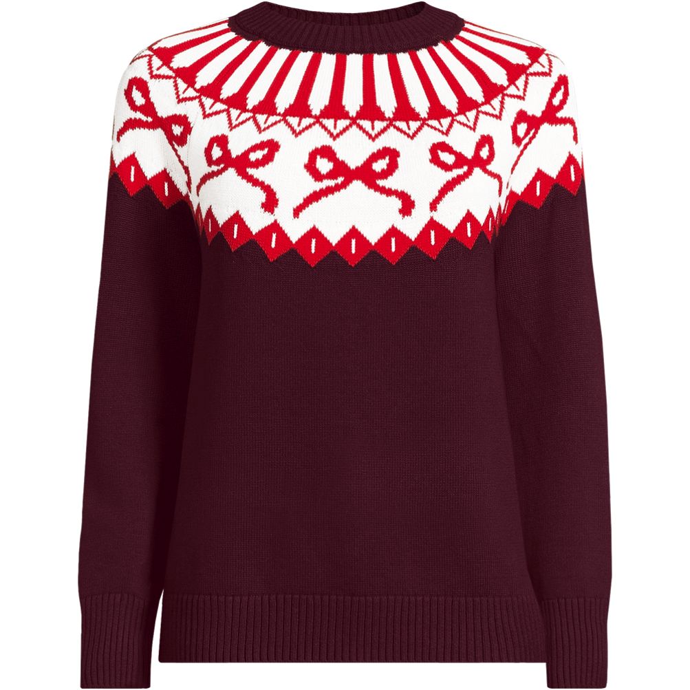 Women's Drifter Jacquard Raglan Crew Neck Sweater | Lands' End