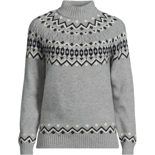 Women's Cozy Lofty Mock Neck Jacquard Cable Sweater, Front