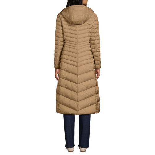  Lands' End Ultraleichter Maxi-daunenmantel Mit Kapuze Wanderweight, Damen, Größe:32-34 Petite, Beige, Nylon/daunen, By Lands' End 
