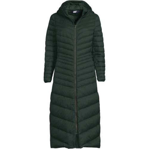 Women s Petite Wanderweight Down Ultralight Packable Hooded Maxi Coat Lands End