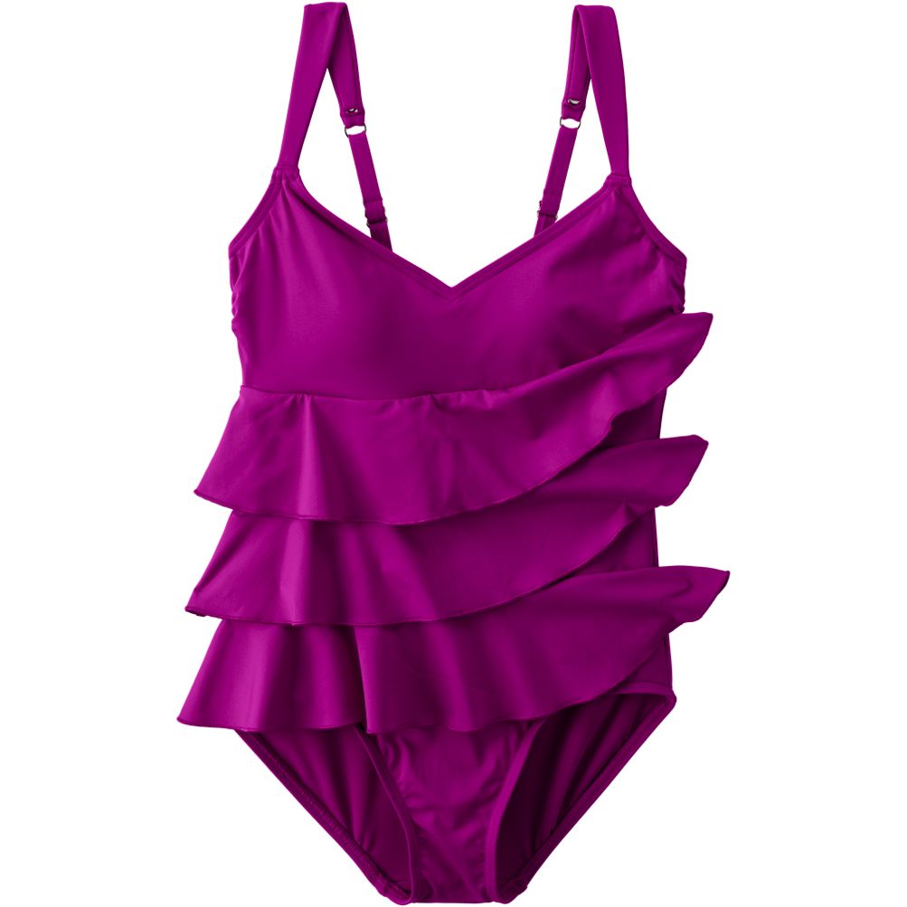 Women's Ruffle Fauxkini One Piece Swimsuit | Lands' End