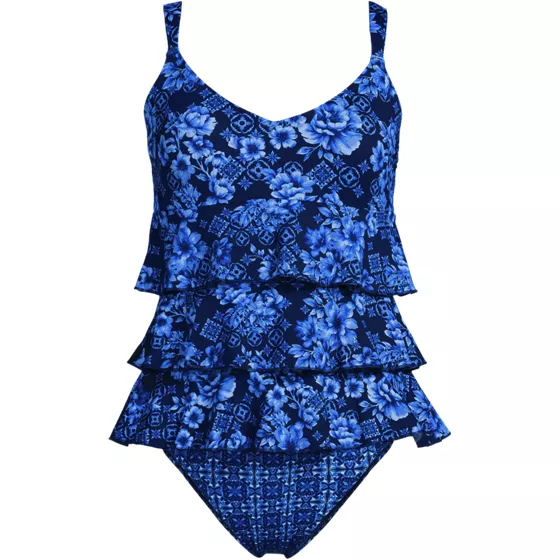 Women's Long Torso Ruffle Fauxkini One Piece Swimsuit - primary