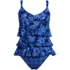 Women's Long Torso Ruffle Fauxkini One Piece Swimsuit, Front