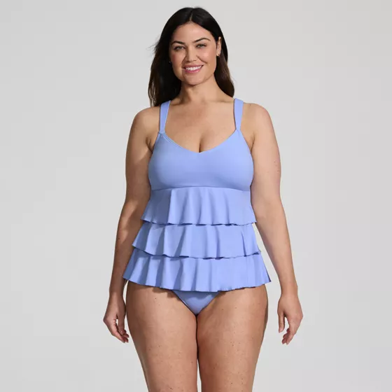 Women's Plus Size Ruffle Fauxkini One Piece Swimsuit - primary