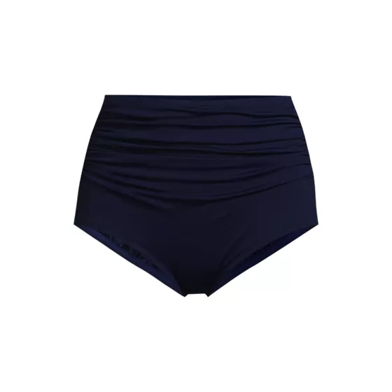 Women's Ruched Chlorine Resistant Tummy Control Retro High Waisted Bikini Swim Bottoms - primary