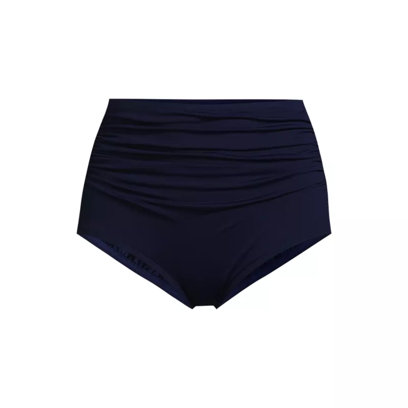 Women's Plus Size Tummy Control Retro High Waisted Bikini Swim Bottoms, Front