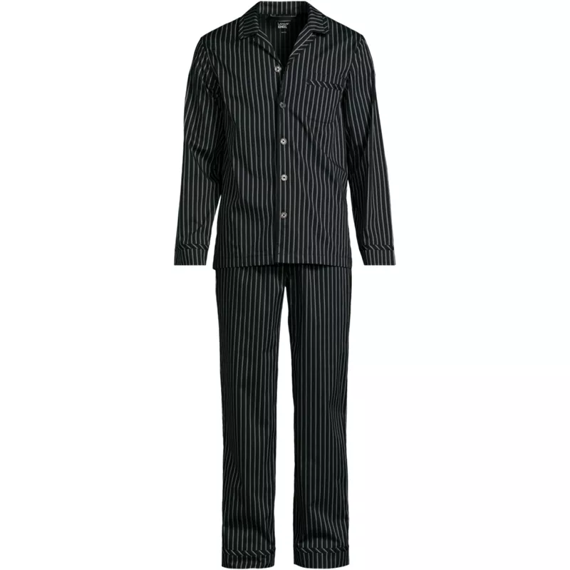 Men's Long Sleeve Temperature Regulating Woven Sleep Set, Front