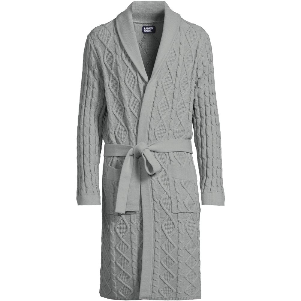 Men s Long Sleeve Sweater Robe Lands End