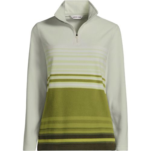 Fleece Half Zip Top, Women, size: 2XL, plus, Green, Polyester, by Lands' End