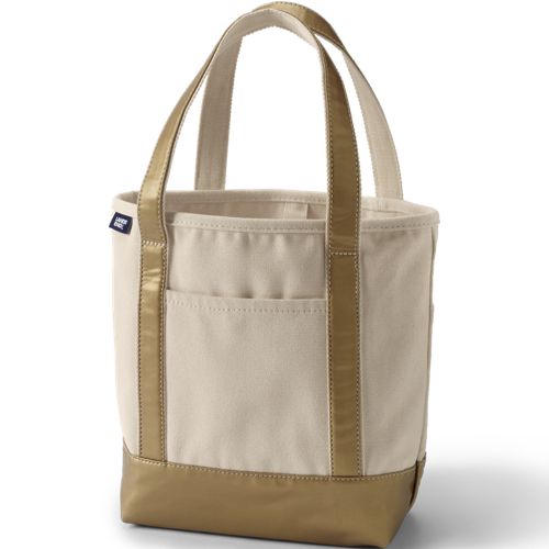 Medium Metallic 5 Pocket Open Top Canvas Tote Bag Lands End