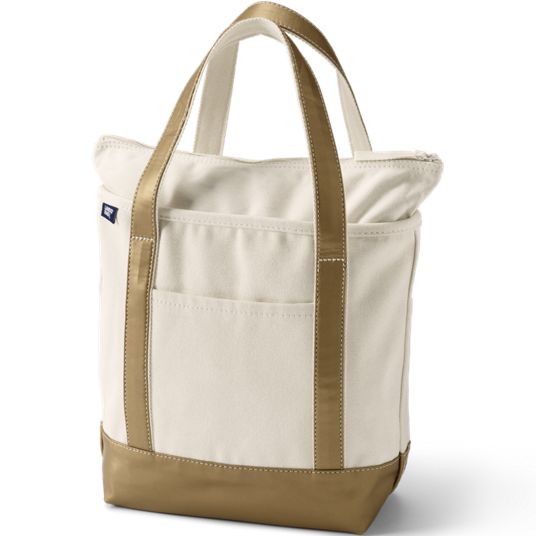 Medium Metallic 5 Pocket Zip Top Canvas Tote Bag | Lands' End