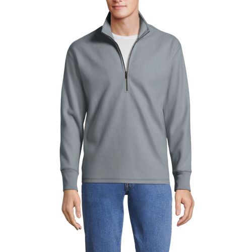  Lands' End Fleece-pullover Mit Reißverschluss, Herren, Größe:44-46 Regular, Grau, Viskose-mischung/polyester-mischung, By Lands' End 