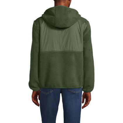 Men's Hooded Half Zip Sherpa Fleece Pullover - image 4