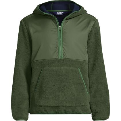 Men's Hooded Half Zip Sherpa Fleece Pullover - image 3