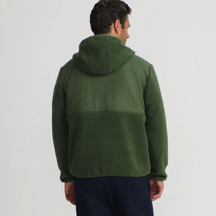 Men's Hooded Half Zip Sherpa Fleece Pullover - image 1