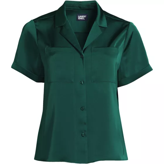 Women's Satin Short Sleeve Shirt - primary